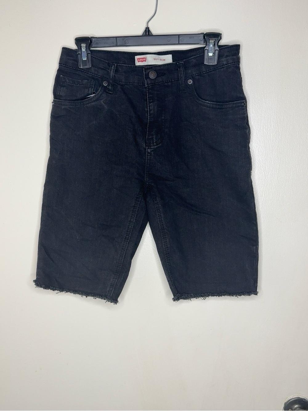 Levi’s 511 Slim Boys Black Denim Cut-Off Shorts Size 16 Reg W28 Raw Hem